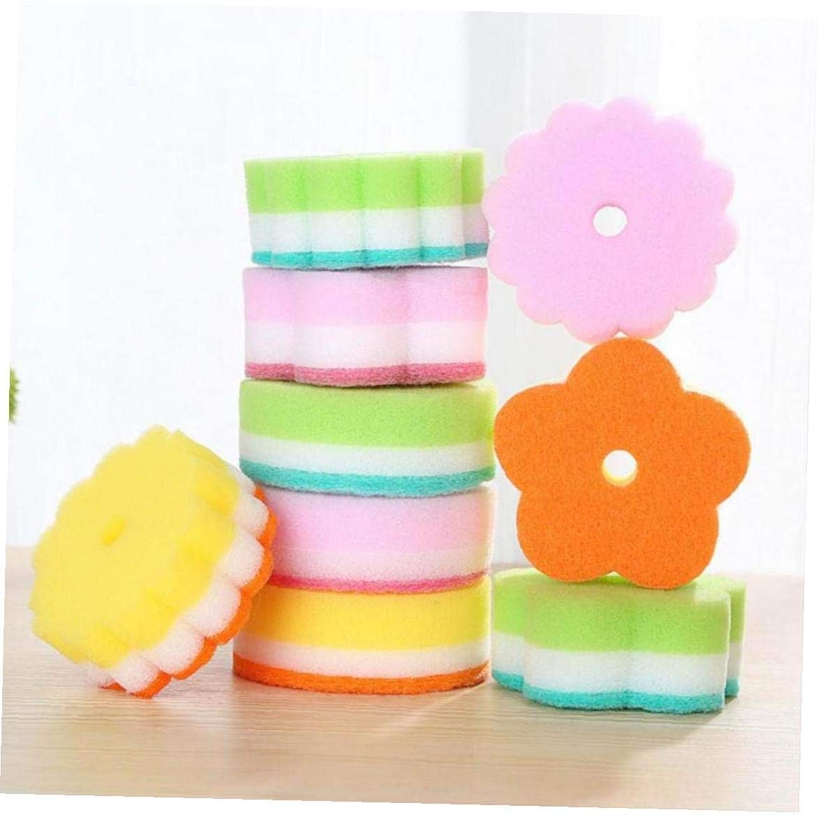 Lankater Assorted Color 1Pc Flower Shape Sponge, Multi-Use Cleaning Sponges Eraser Sponge Cleaning Pads For Kitchens, Bathroom (Random Color)