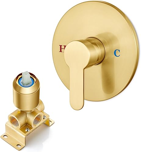 Miniatura 9 de Mezclador de válvula de ducha de baño de una sola función, mango de ducha de una sola manija, kit de ajuste de válvula de montaje en pared, grifo de