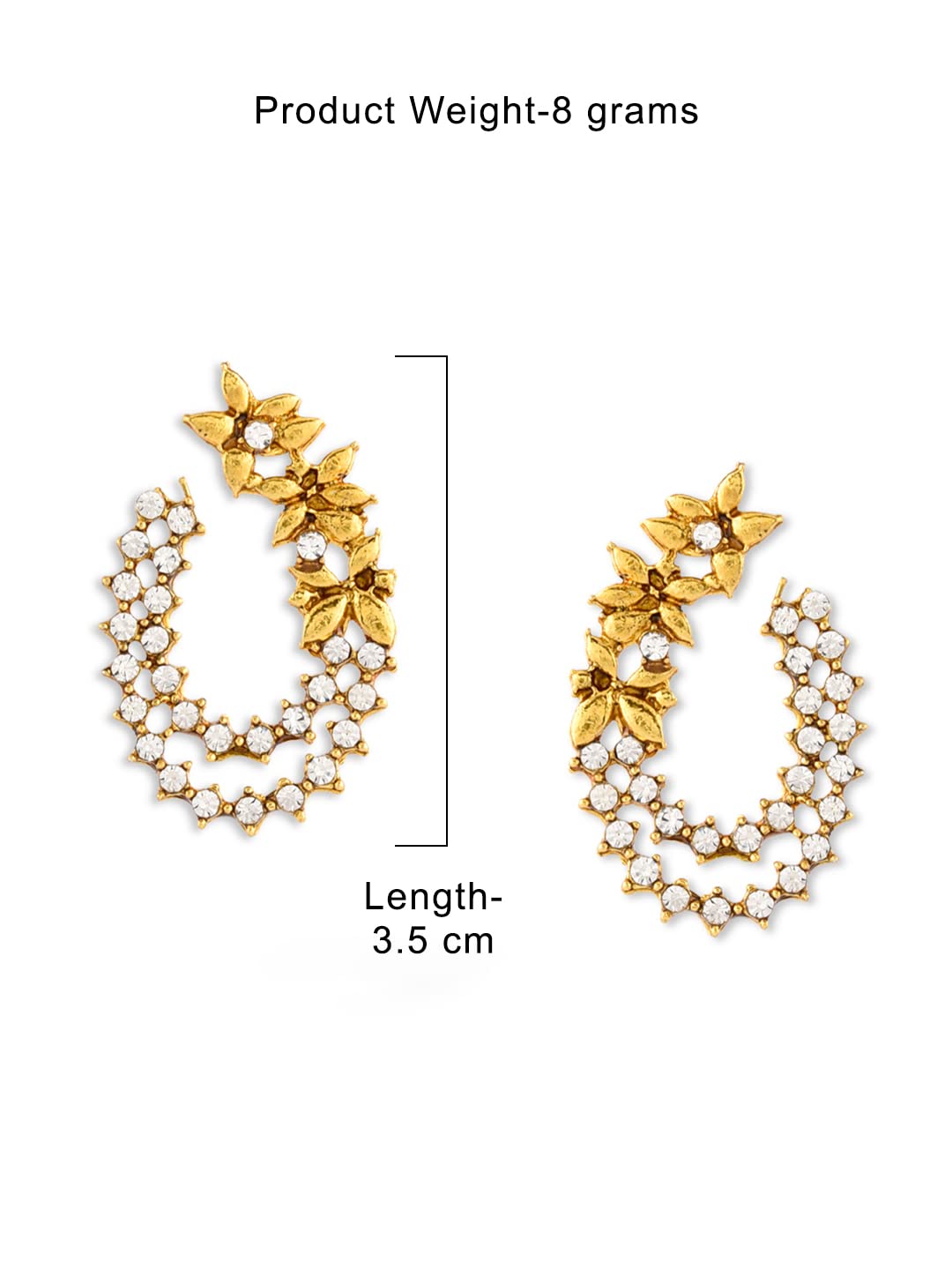 Antique Tone Floral Stud Earrings, Vintage Charm