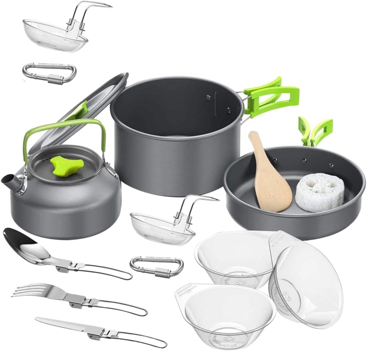 1set Portable Cutlery Kit and Simple Camping Cookware for Outdoor BBQ Compact and Lightweight Cooking Supplies Anodized for Travel and Picnics