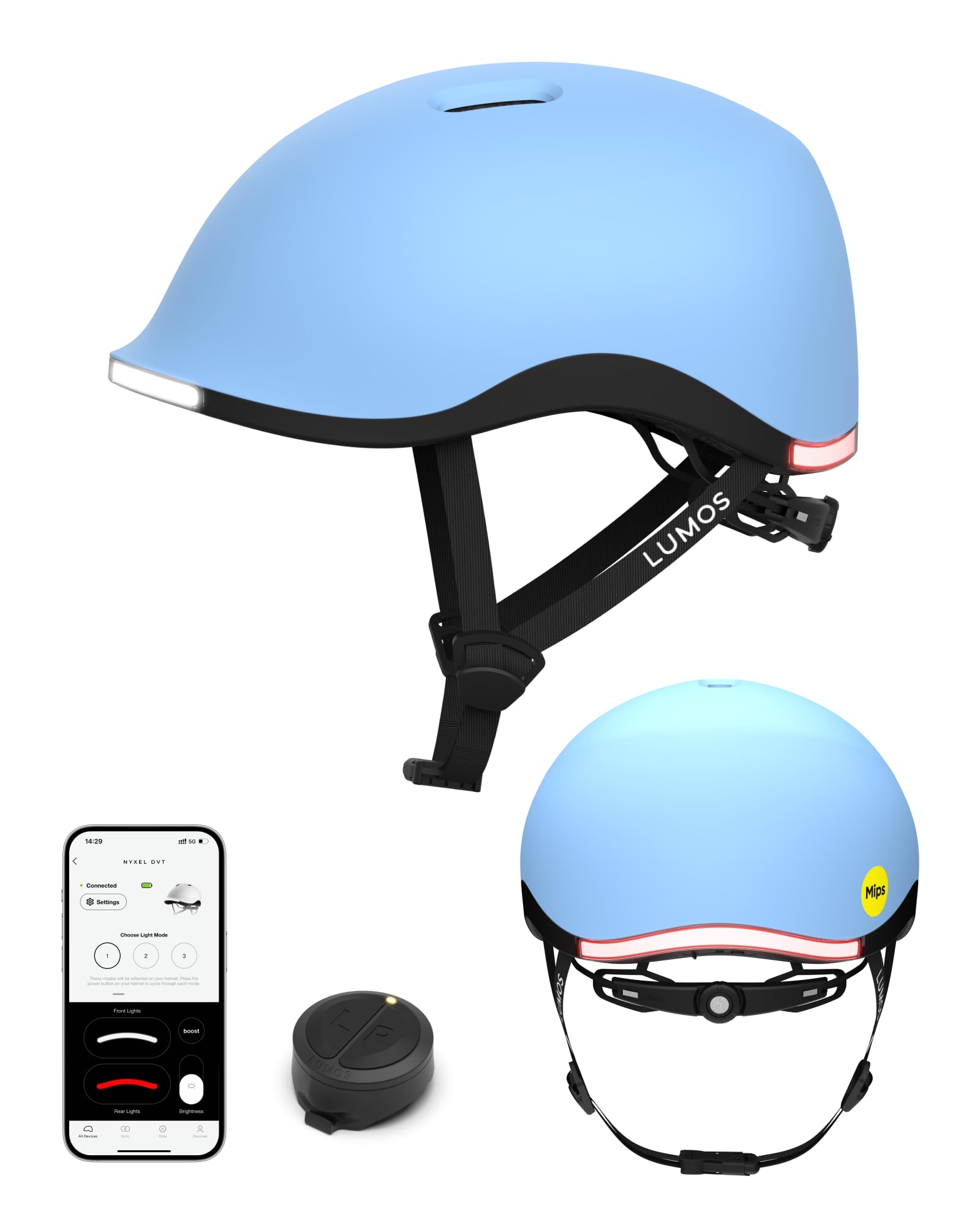 Lumos Nyxel Smart Bike Helmet, Customizable Front and Back LED Lights with Turn Signals, 360° Visibility App Controlled Comfortable & Lightweight Skateboard Urban Helmet for Adults, Men Women