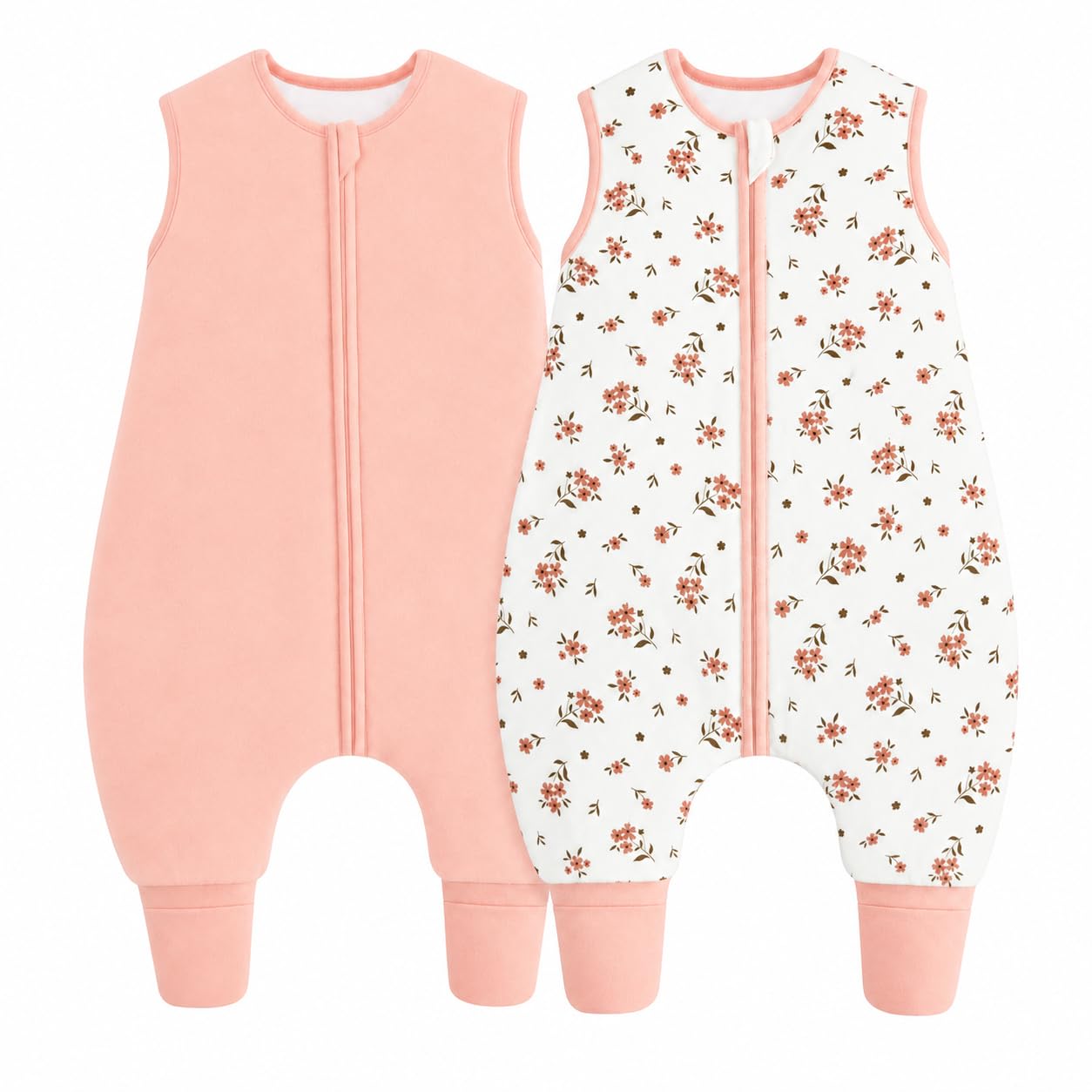 JiAmy 1.5 Tog Baby Sleeping Bag with Feet Cotton Sleep Sack Pink Flowers 2-3 Years — image 1