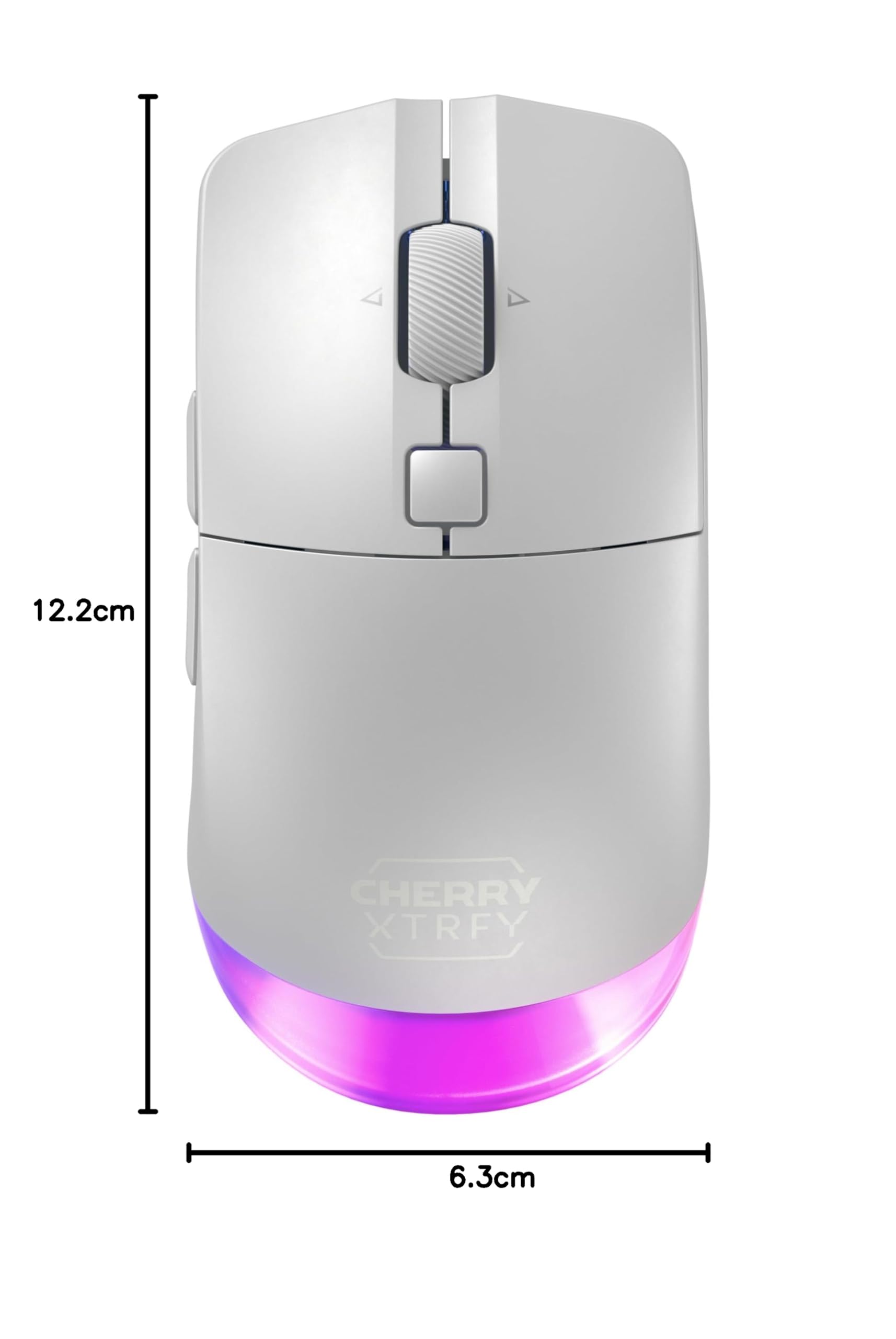 CHERRY XTRFY M50 Wireless, Ratón Inalámbrico para Juegos, Conexión por 2,4 GHz, Bluetooth y Cable, Forma Ergonómica, Iluminación RGB, Recargable, Blanco