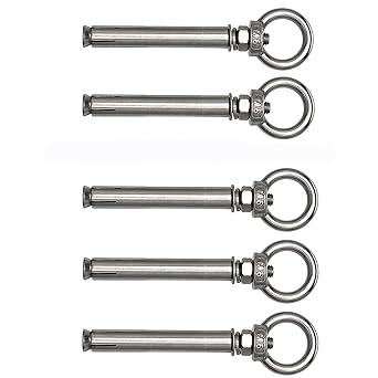 Expansion Eyebolt M6 X 80mm?5pcs Expansion Bolts 304 Stainless Steel Ring Lifting Bolt with Eye Anchor Concrete Heavy Duty Ring Screw Closed Hook Anchor Bolt?Concrete Eye Bolt
