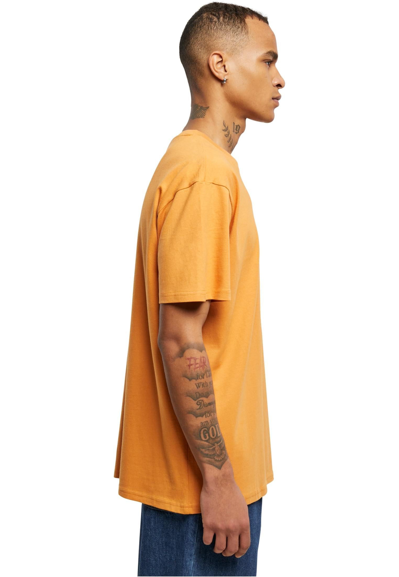 Build Your Brand Męski T-shirt Heavy Oversize Tee, Basic T-shirt dla mężczyzn, oversized fit, bawełna, Pomarańczowy (Forgotten, 4XL