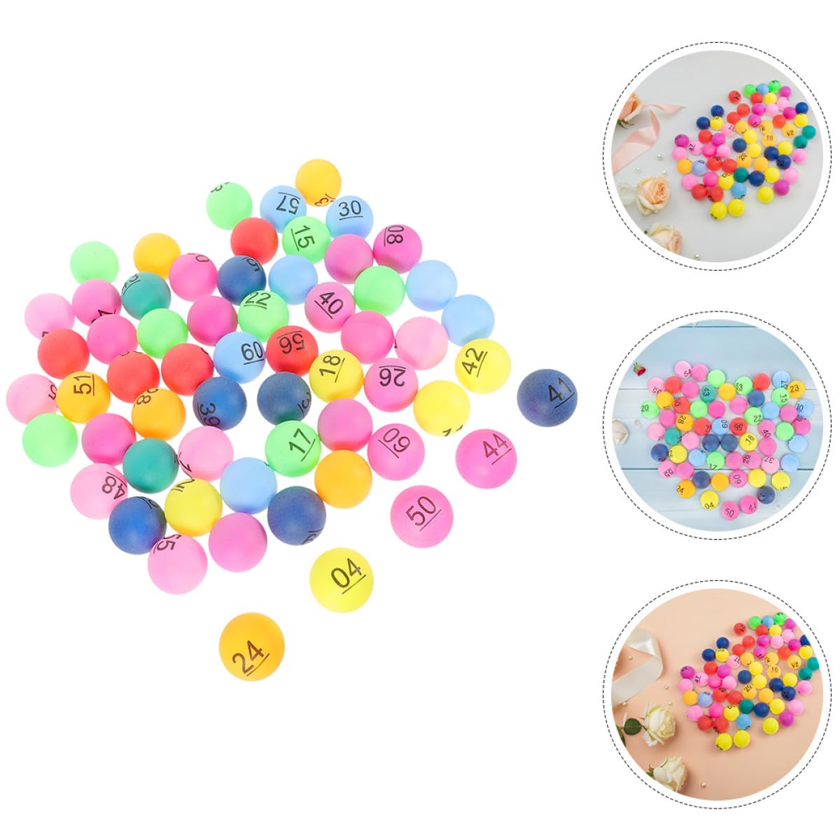 Boules de Loto Numérotées 1 à 90 en Plastique Coloré 4 cm pour Jeux de Bingo et Tombola