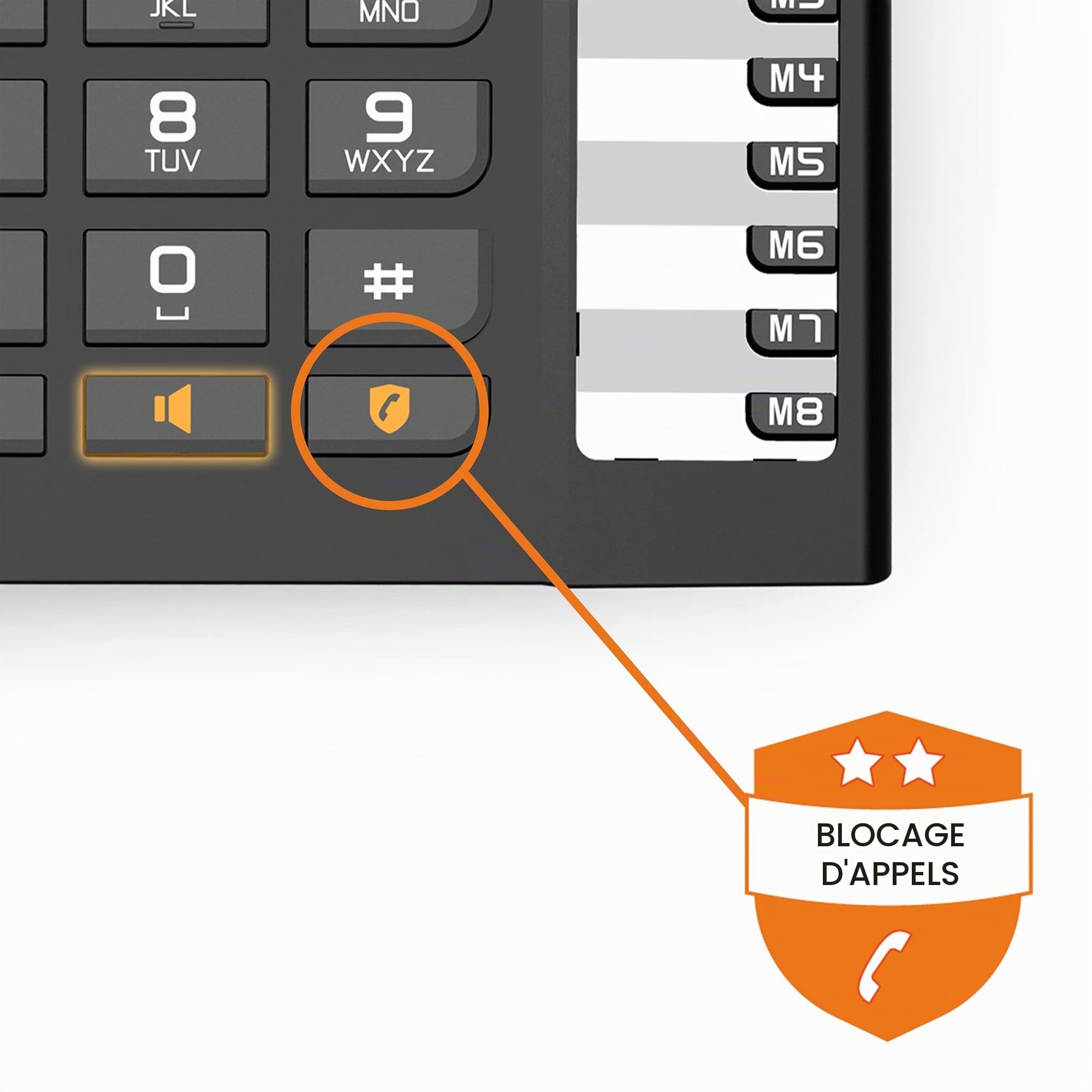 Alcatel T78 Téléphone fixe filaire pour la maison et le bureau, grand écran, 8 touches de numérotation directe, verrouillage des appels