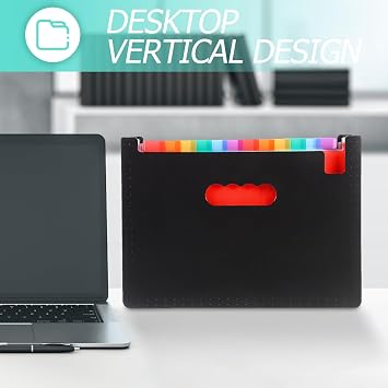 Accordion File Organizer Multi-Layer Expanding File Folder with 25 Pockets, A4 Document Storage Bag with Rainbow Labels, Office Receipt and Document Organizer for Desktop Filing