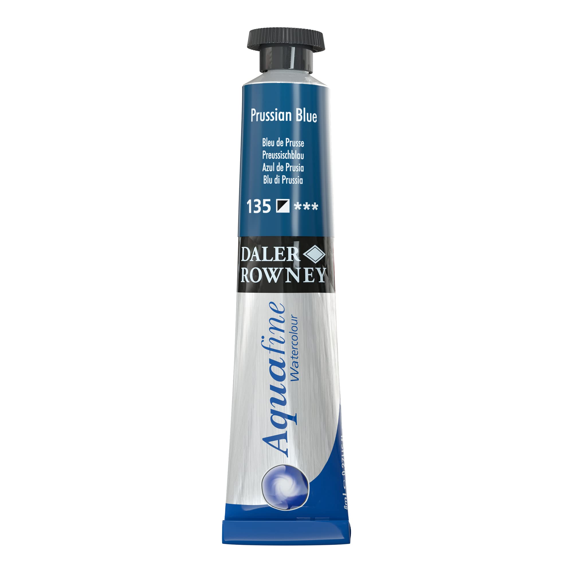 Daler-Rowney Aquafine Watercolour Paint, Aluminium Tube, 0.27oz - 8 ml, Prussian Blue