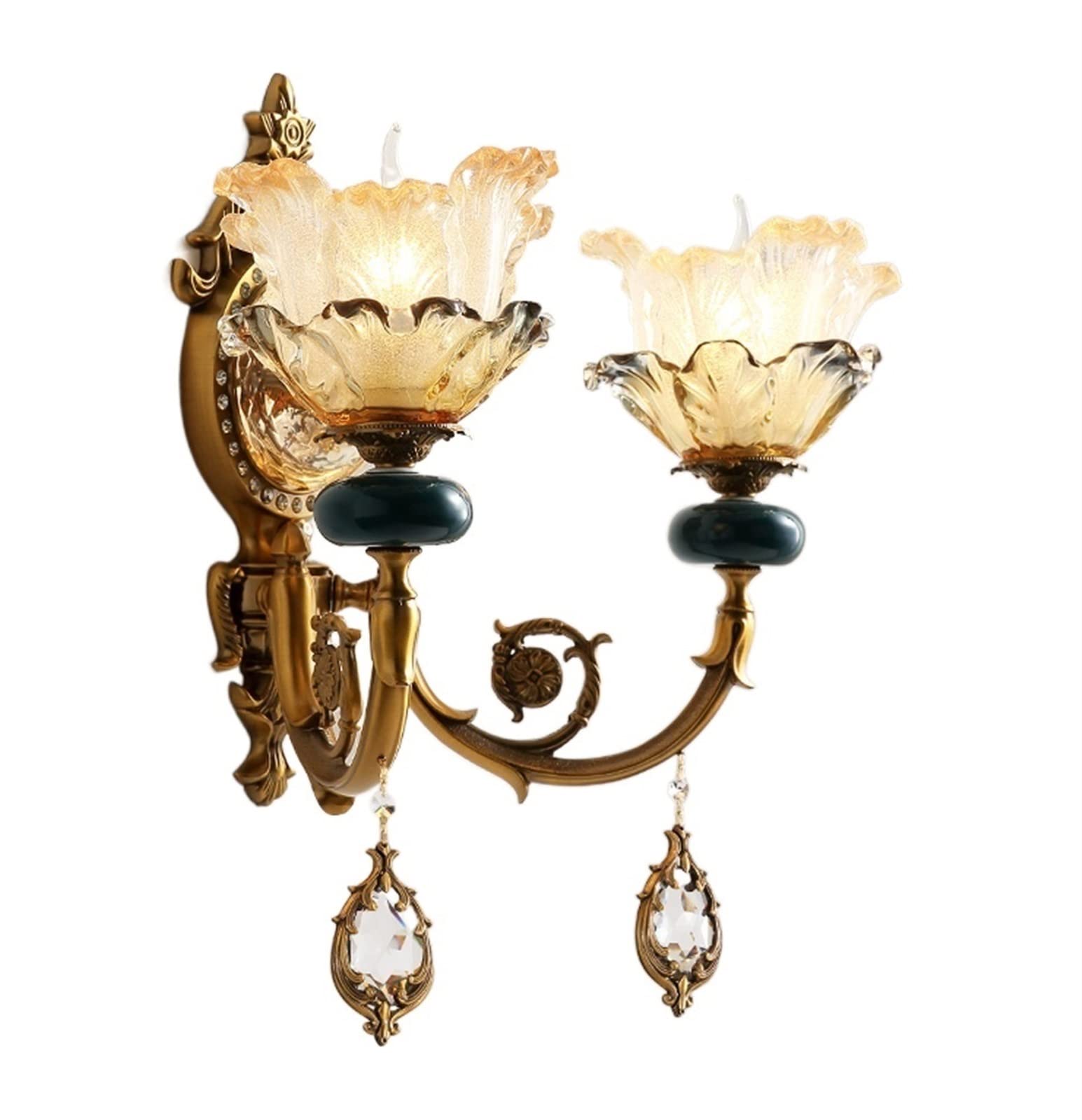 HPTHLY Wall Mounted Light Rustic Nordic Wall Sconce Wall Lamp,Wall Lantern Wall Light Wall Mounted Brass Glass Lantern Room Art Decor Fixtures Lighting E14 E(2Lights)