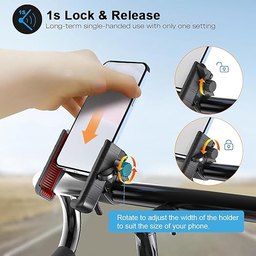 Miniatura 5 de Soporte universal ajustable para teléfono de bicicleta compatible con iPhone 15141312 Pro Max, Samsung Galaxy S23S22 Ultra, accesorios de ciclismo