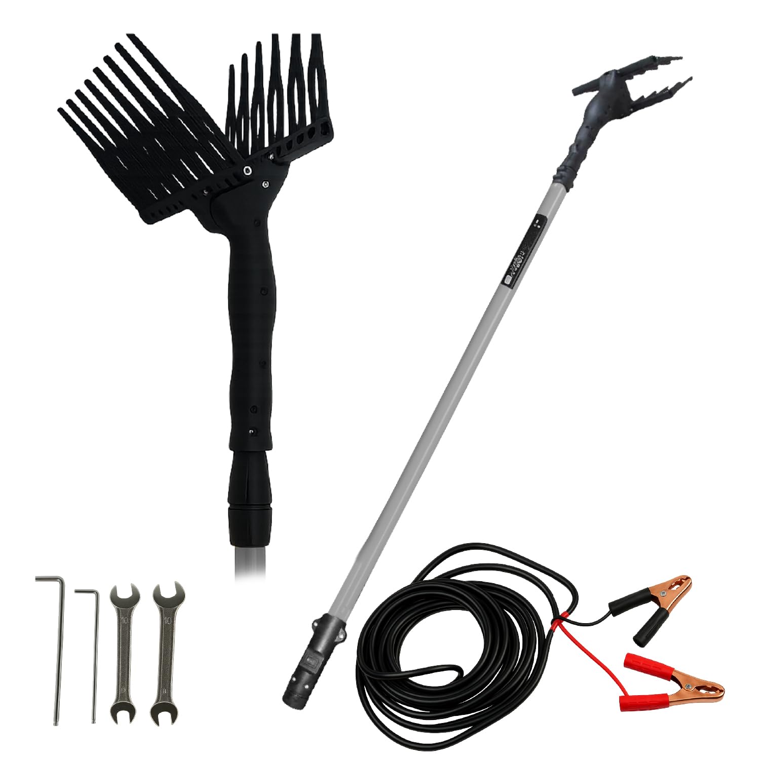 Crisalide Vareador eléctrico para aceitunas de 140 W con barra telescópica de aluminio de 210 – 295 cm, cable de 15 m, motor de 12 V, recogida de 80 kg/h, recoge aceitunas profesional, peines de