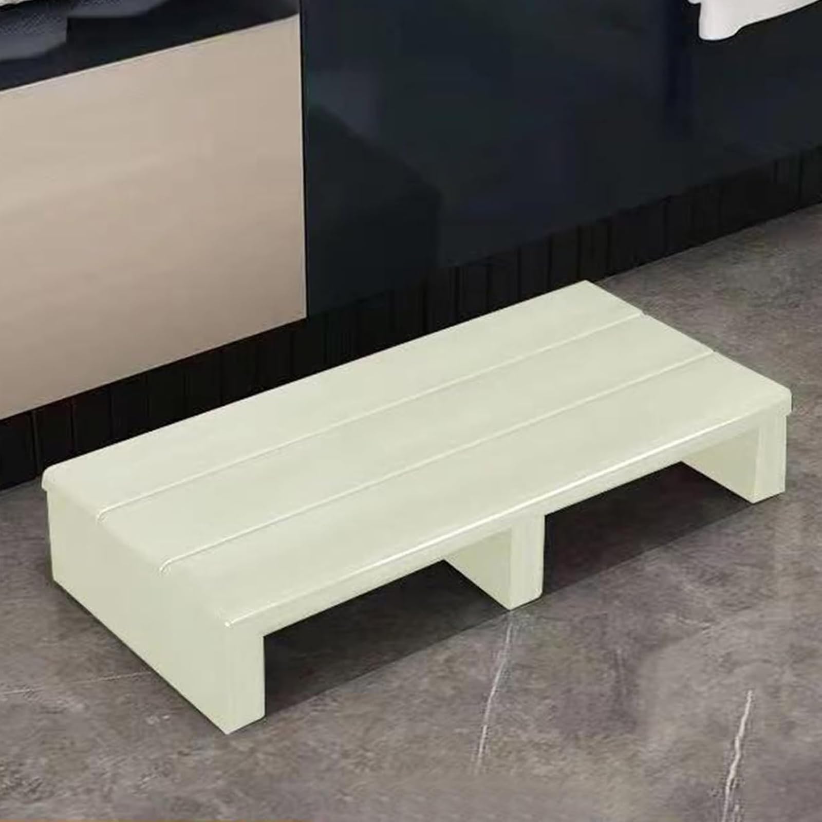 Vethenx kids step stools,Portable Bedside Step,Designed for children,11/15cm Height,With 100kg Capacity,Solid，solid wood,for loft beds,suitable for indoor and outdoor use.（80×30×15cm off-white）