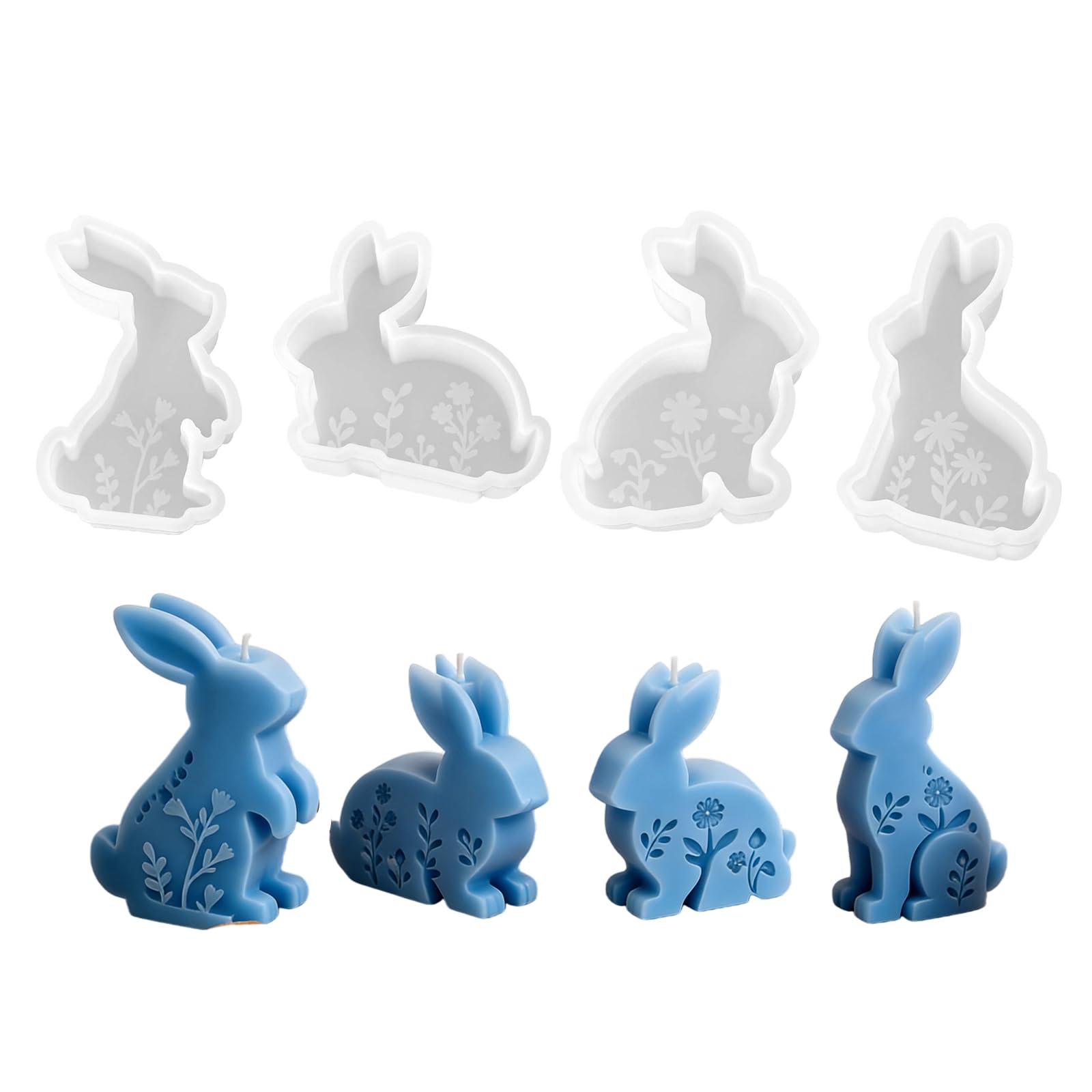 Alksubbm Embossed Flower Hare Silicone Molds Easy Demold Multipurpose Silicone for Epoxy Resin Soap Family