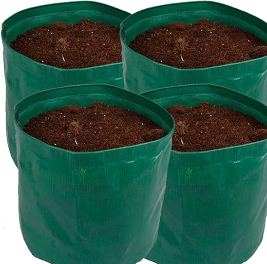 Bio Blooms Agro India Pvt.Ltd. 18X18Inch HDPE Plant Grow Bags for Terrace Gardening | Pack of 5 | Dark Green Color | Outdoor Use| 340 GSM