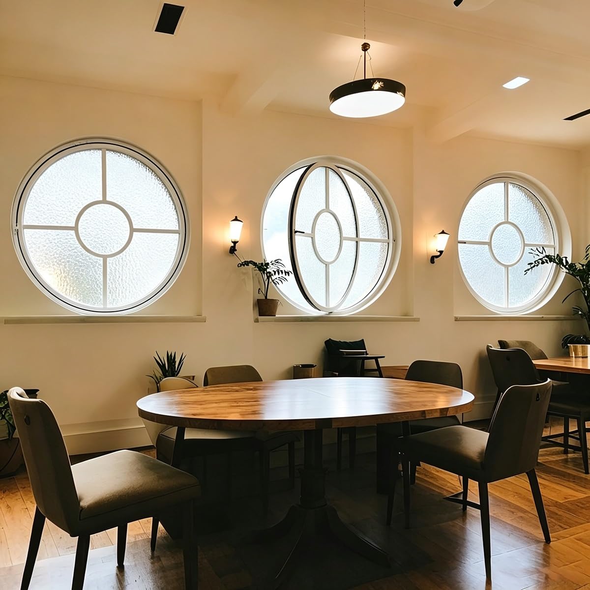 Finestra rotonda girevole a 360° in alluminio con vetro di sicurezza, oblò rotondo con maniglia di bloccaggio, finestra di ricambio per bagno e negozio (bianco/satinato, 80 cm)