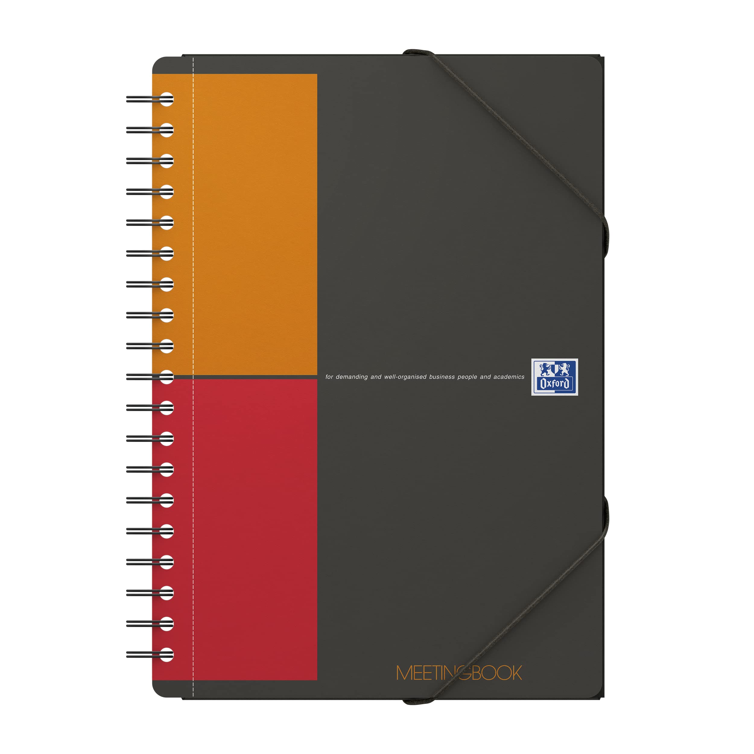 Oxford Meetingbook International B5, kariert, 160 Seiten, mit Gummizugmappe und 3 Einschlagklappen