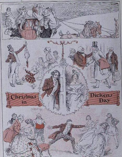 Poster sur toile Noël à Dickens Day Charles Edmund Brock impression 58x90cm sans cadre salon