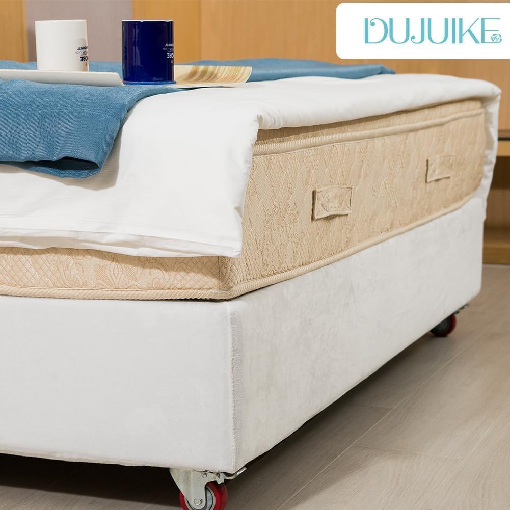 DUJUIKE Mantovana Giroletto Vestiletto Coprirette, Mantovana in velluto riccio per divano letto, Protezione Del Giroletto, Trasforma una base per letto (Twin Bed Width:120-137cm,Bianco)