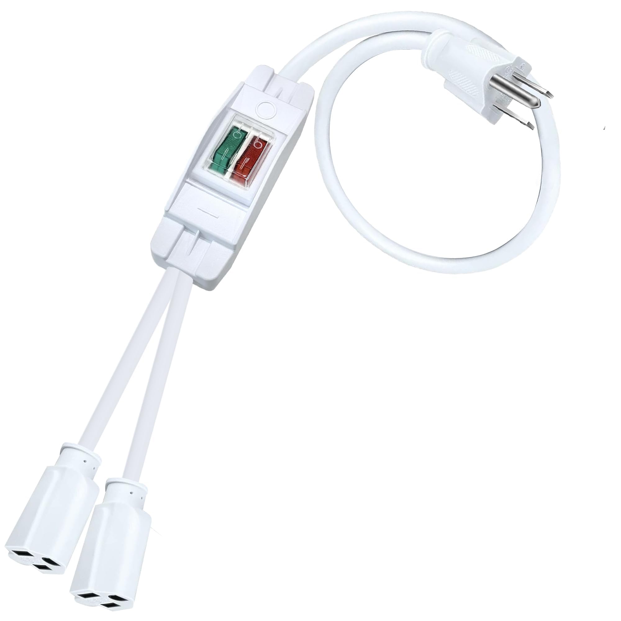 Photo 1 of [UL Listed] White 2 Way Extension Cord with On/Off LED Switch, Fiabtool 3 Prong Extension Cord Splitter, Heavy Duty Plug Splitter, SJTW 18AWG 10A/125V Indoor Use (6.56 Ft, White)