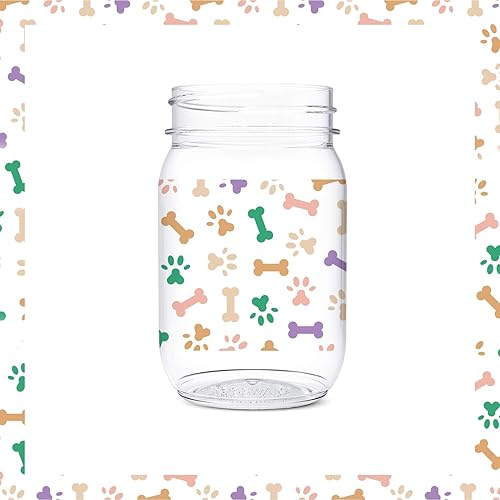 Miniatura 5 de TOSSWARE POP - Tarros de 16 onzas, juego de 6 piezas de plástico reciclable, irrompible y transparente, tarros Mason con impresión