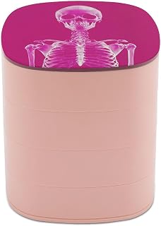 zxxpensy Pink Xray of A Woman Jewelry Boxes for Women, Earring Holder Organizer Rotating Jewelry Organizer for Necklaces Bracelets Ring