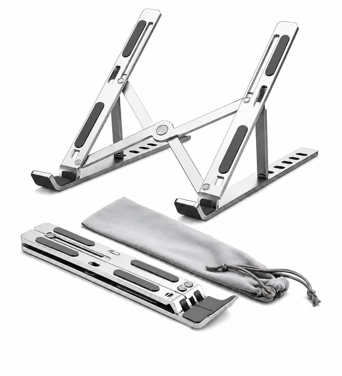 Suporte para Notebook Alumínio Dobrável 6 Ângulos Portátil com Base Antiderrapante para