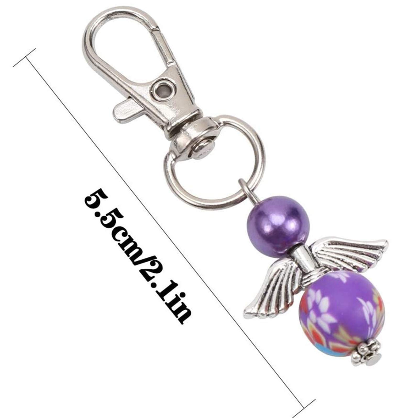 40 Pcs Pendentifs Ange Gardien Porte-Clés - Perles Baptême Mariage Communion, Décoration DIY Blanc
