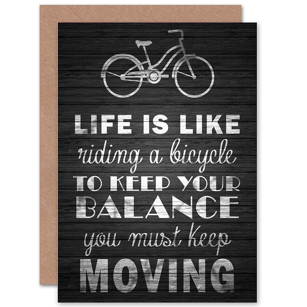 Life Like Riding Bicycle Wood Quote Motivation Blank Greeting Card With Envelope