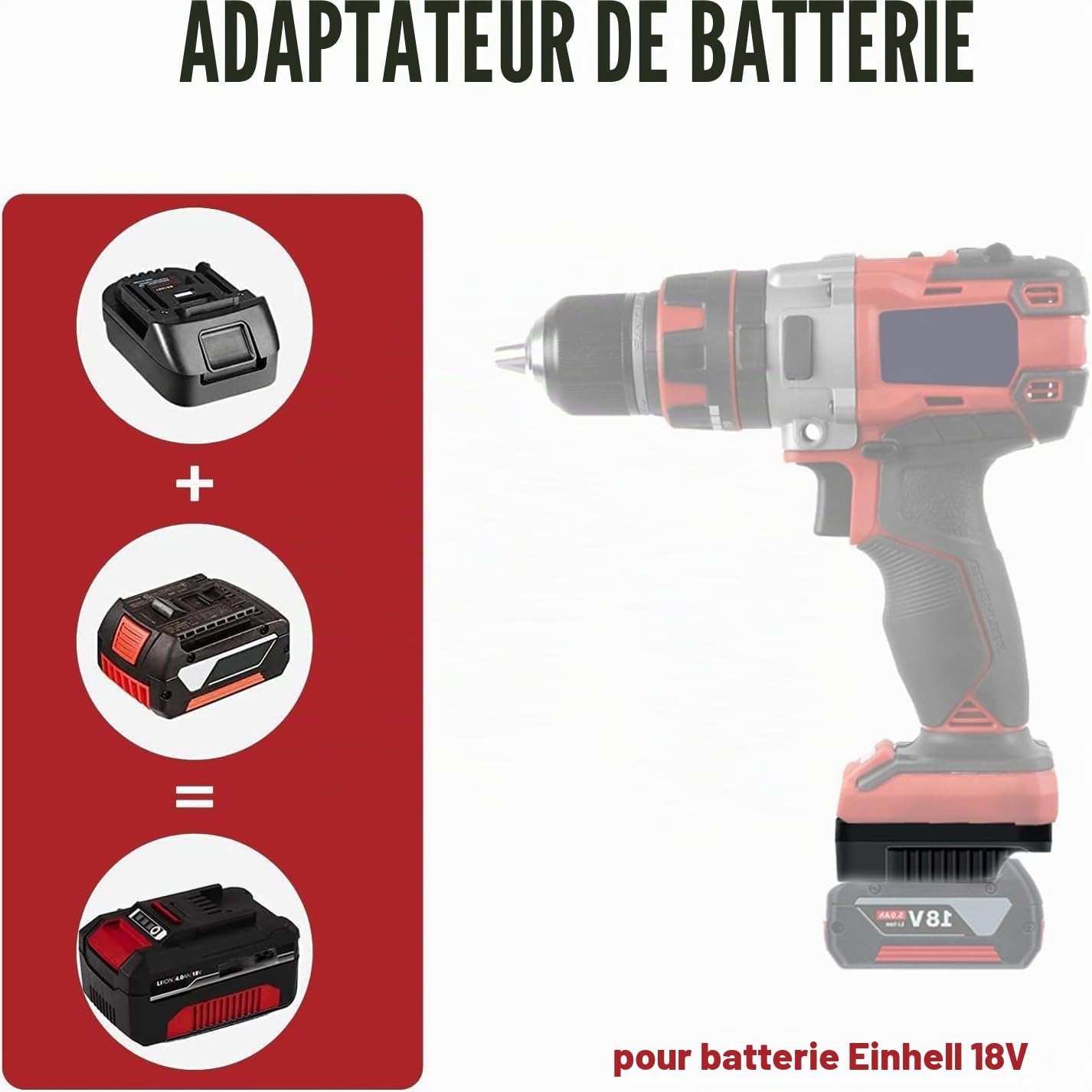 BS18EIN pour Bosch et Einhell Adaptateur de Batterie, Adaptateur de Batterie pour Bosch Professional 18V System Batterie BAT609 BAT612 pour Einhell 18V Outils Électriques (Sans Batterie)