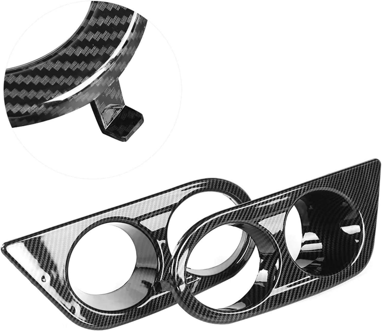 2pcs Car Front Bumper Fog Light Lamp Cover Guard Dual Holes Car Accessory Compatible For E46 M3 4 Door 2001-2006 Fog Light Cover(Style 1)