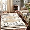 KIMODE Tufted Bedroom Area Rug 4' x 6' Washable Boho Farmhouse Diamond Cotton Moroccan Tribal Woven Collection Indoor Throw Rugs for Living Room Entryway Dining Room