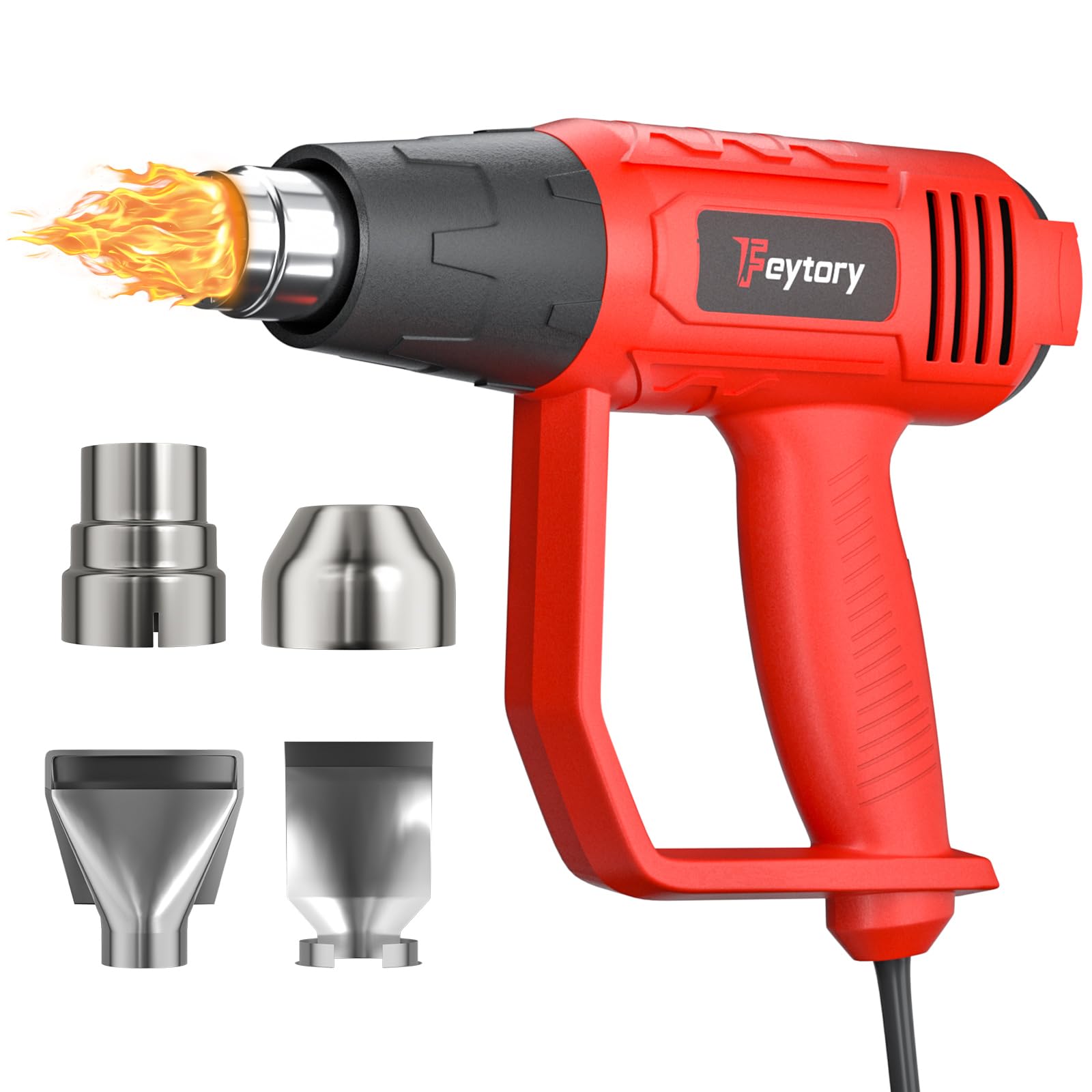 Heat Gun 2000W, Professional Electric Hot Air Gun Dual Temperature Settings 60℃-600℃ and Overload Protection with 4 Nozzles, for Shrinking PVC, Crafts, Paint Stripping, Car Film, Embossing