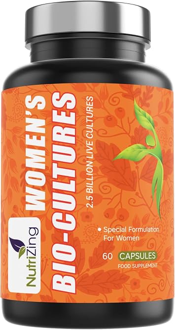 NutriZing Bio Cultures for Women Gut Health - Scientifically Proven Bio Cultures - Lactobacillus Reuteri and Lactobacillus Rhamnosus - Vegan Womens Bio Cultures 2.5billion CFU
