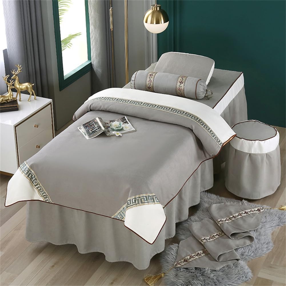 Zestaw prześcieradeł do masażu narzuta na łóżko Beauty Spa spódnica na łóżko do masażu(Grigio,80 * 190cm)