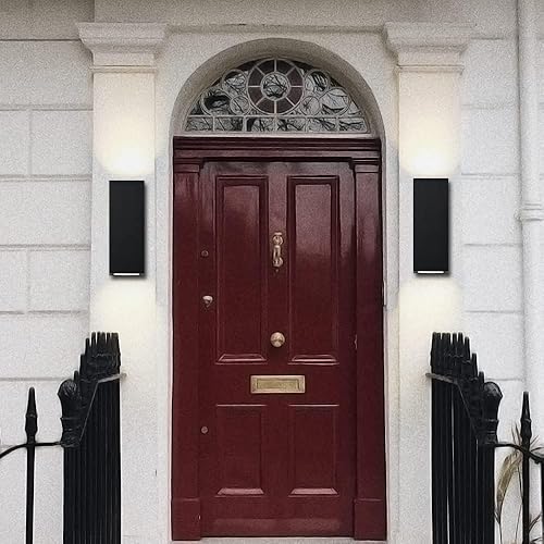 Miniatura 6 de Eliphil Luces de pared para exteriores, luces de porche hacia abajo, lámpara exterior moderna, aplique de pared impermeable antioxidante, 14 W,