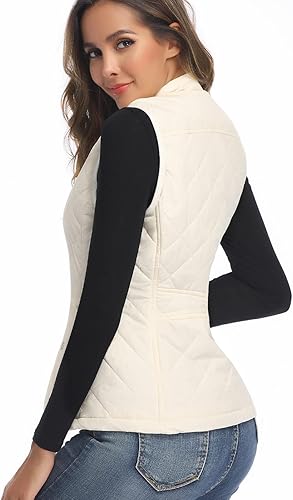 Miniatura 3 de LONGKING Chaleco de mujer, cuello alto, ligero, con cremallera, acolchado para mujer