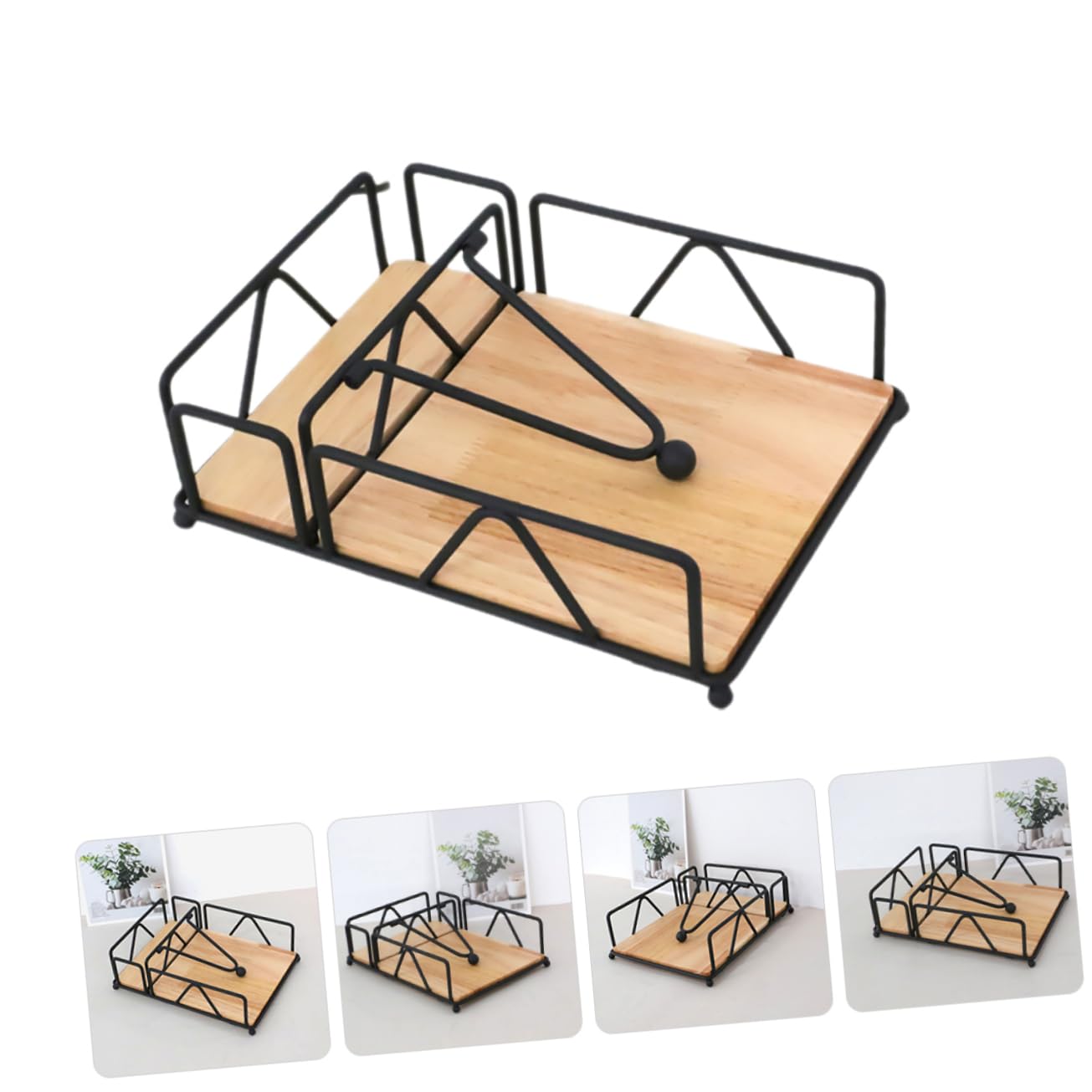 Sosoport Portatovaglioli in Ferro e Legno Rustico per Tavolo da Cena, Resistente senza Sbavature, Design Unico per Decorazioni Eleganti della Tavola