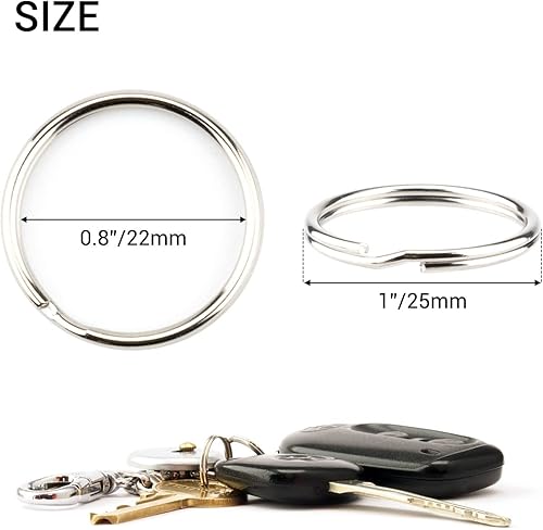 Miniatura 3 de 200 llaveros divididos de 1 pulgada (0.984 in) de diámetro, llaveros de metal a granel, clips de anillo circulares para llavero, manualidades,