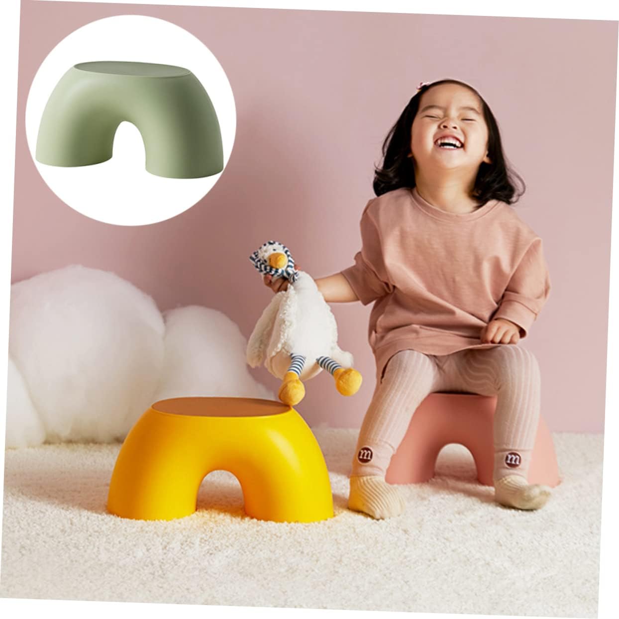 MERRYHAPY 1pc Simple - Small Stool Comfortable Low Stool for Home Office Versatile for Boys and Girls Adults for Kitchen Bathroom and More