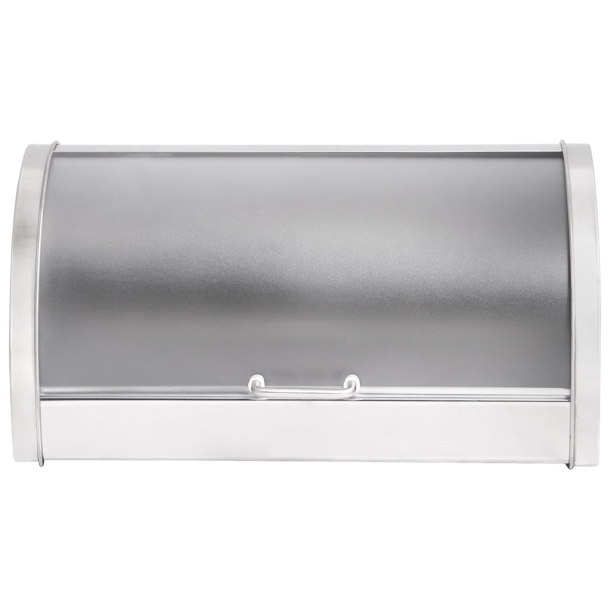 Beliani Brotkasten Edelstahl silber mit Rollklappe Griff halbrund 38 x 26 x 19 cm modern Friandise