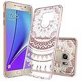 Galaxy Note 5 Clear Case with HD Screen Protector,AnoKe [Scratch Resistant] Colorful Mandala Flower Acrylic Hard Rubber Slim Fit TPU Hybrid Case For Samsung Galaxy Note 5 -TM CH Rose Gold