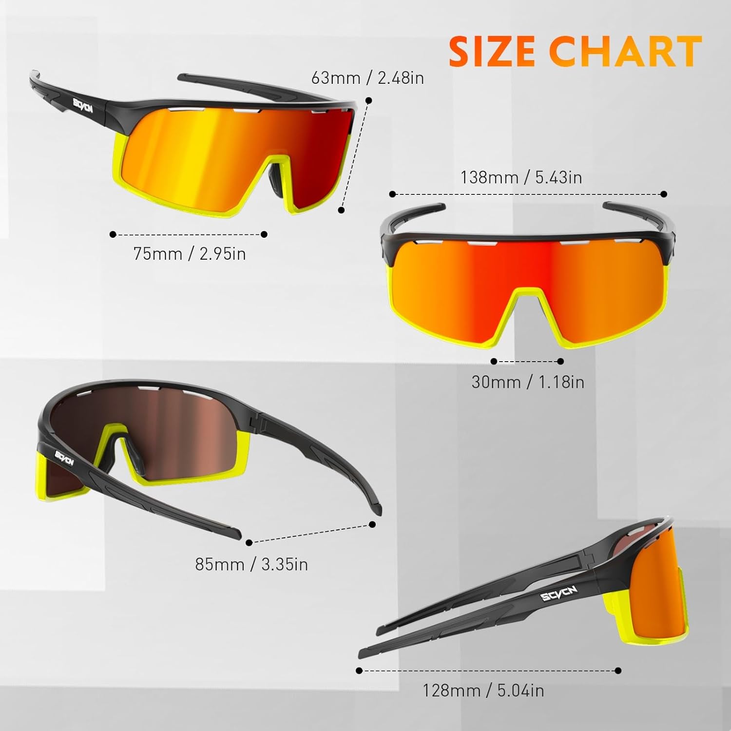 SCVCN Cycling Glasses Men Women Mountain Bike Sunglasses Polarized Sports MTB Triathlon Bicycle Running Golf - S144