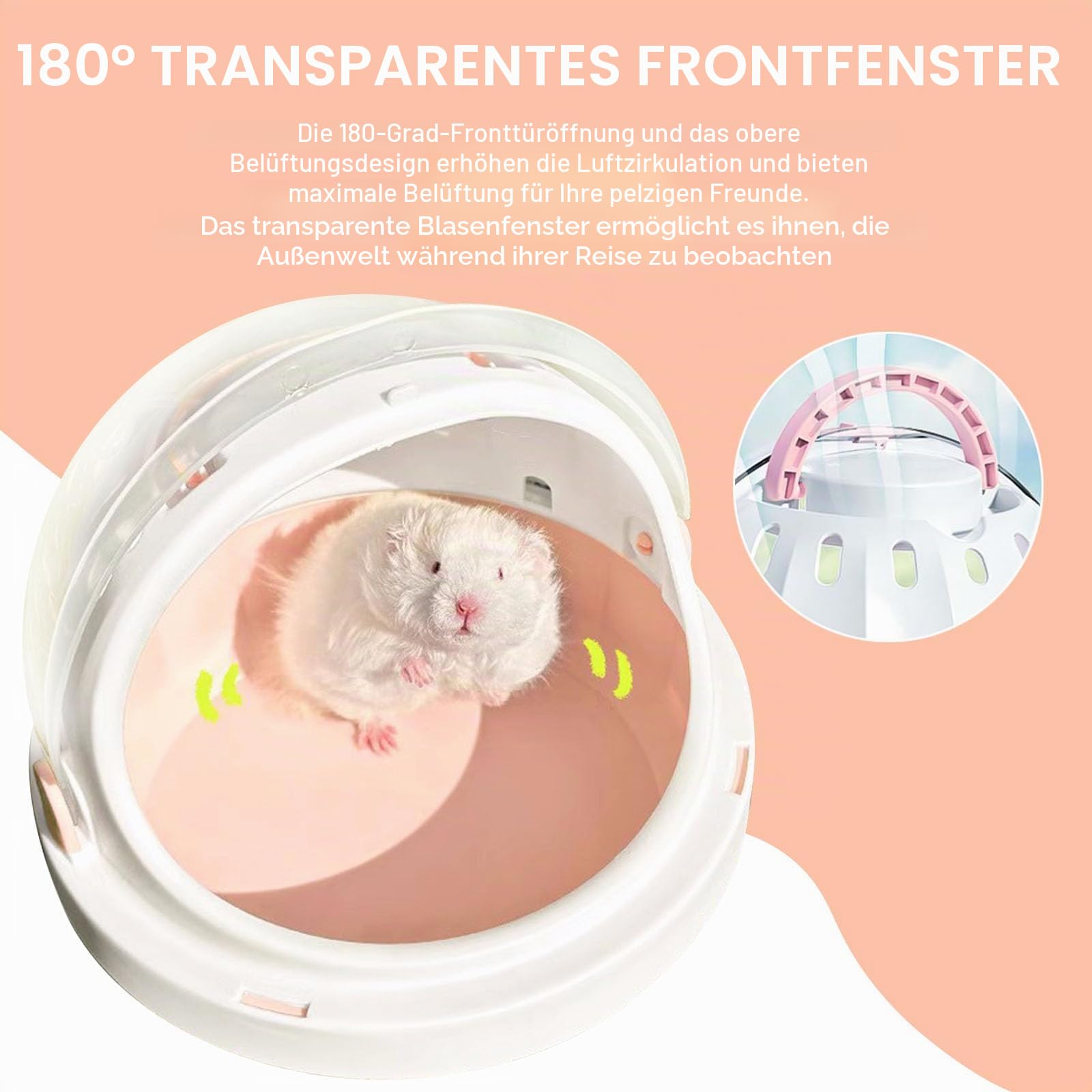 Tragbarer Hamsterkäfig mit Wasserflasche, Meerschweinchen-Tragetasche, Tragetasche für kleine Haustiere, Hamster-Reisetasche, Griff, Handheld-Käfig aus Kunststoff (grün)