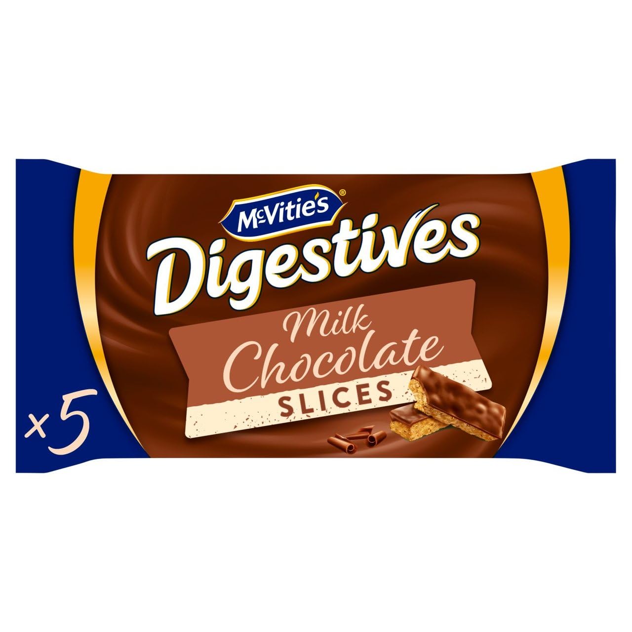 McVities Digestives Milk Chocolate Slices, 114.1g, (2 Pack), 10 Milk Chocolate Slices, Individually Wrapped, No artificial colours or flavours, No hydrogenated vegetable oil, Suitable for Vegetarian