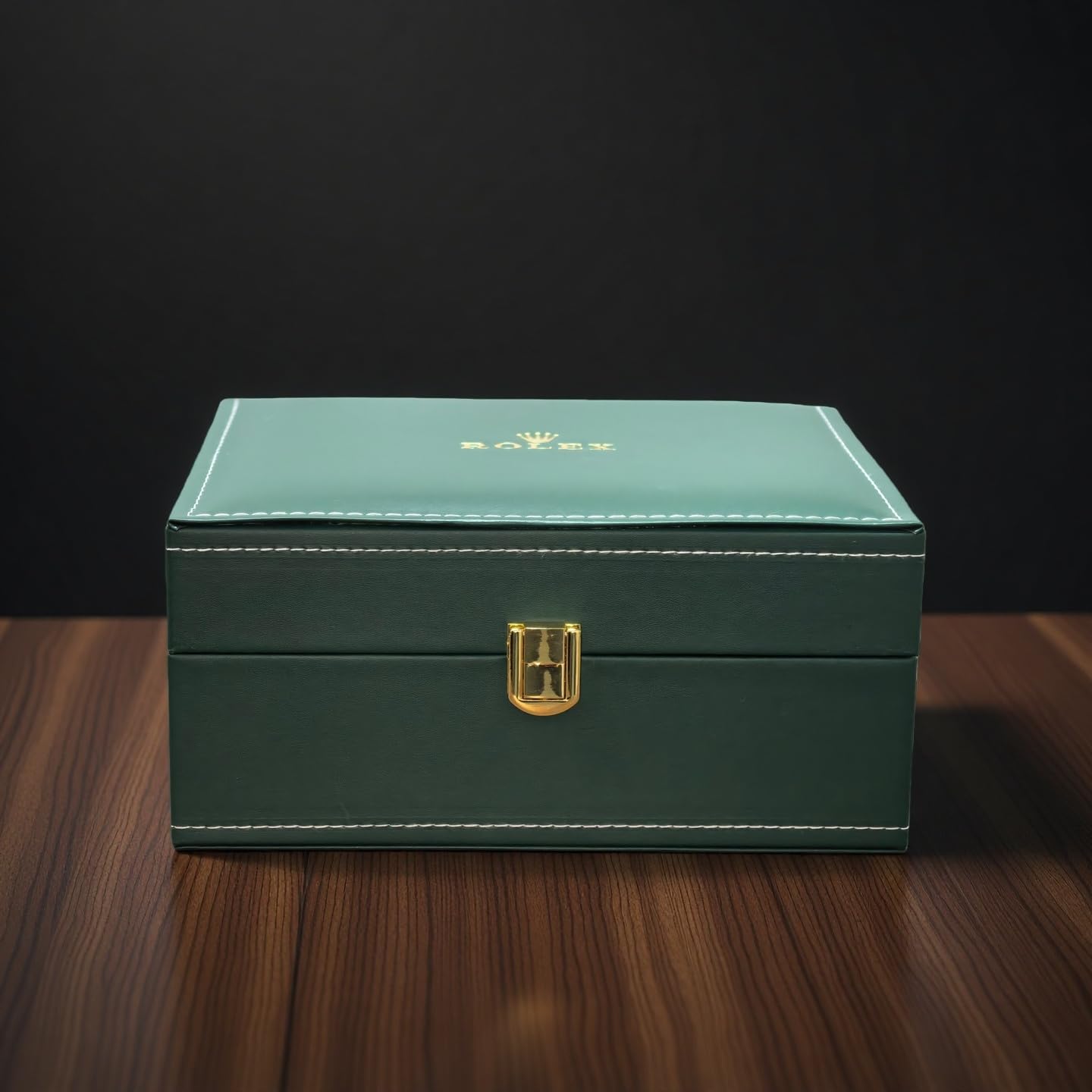 Estuche Soporte de Reloj Acabado de Cuero Verde Marco de Madera Maciza Caja de Reloj para Rolex GMT