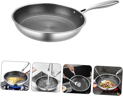 Miniatura 8 de Sartén de acero inoxidable para wok para freír de hierro, sartén antiadherente para huevos, sartén antiadherente para huevos, sartén antiadherente