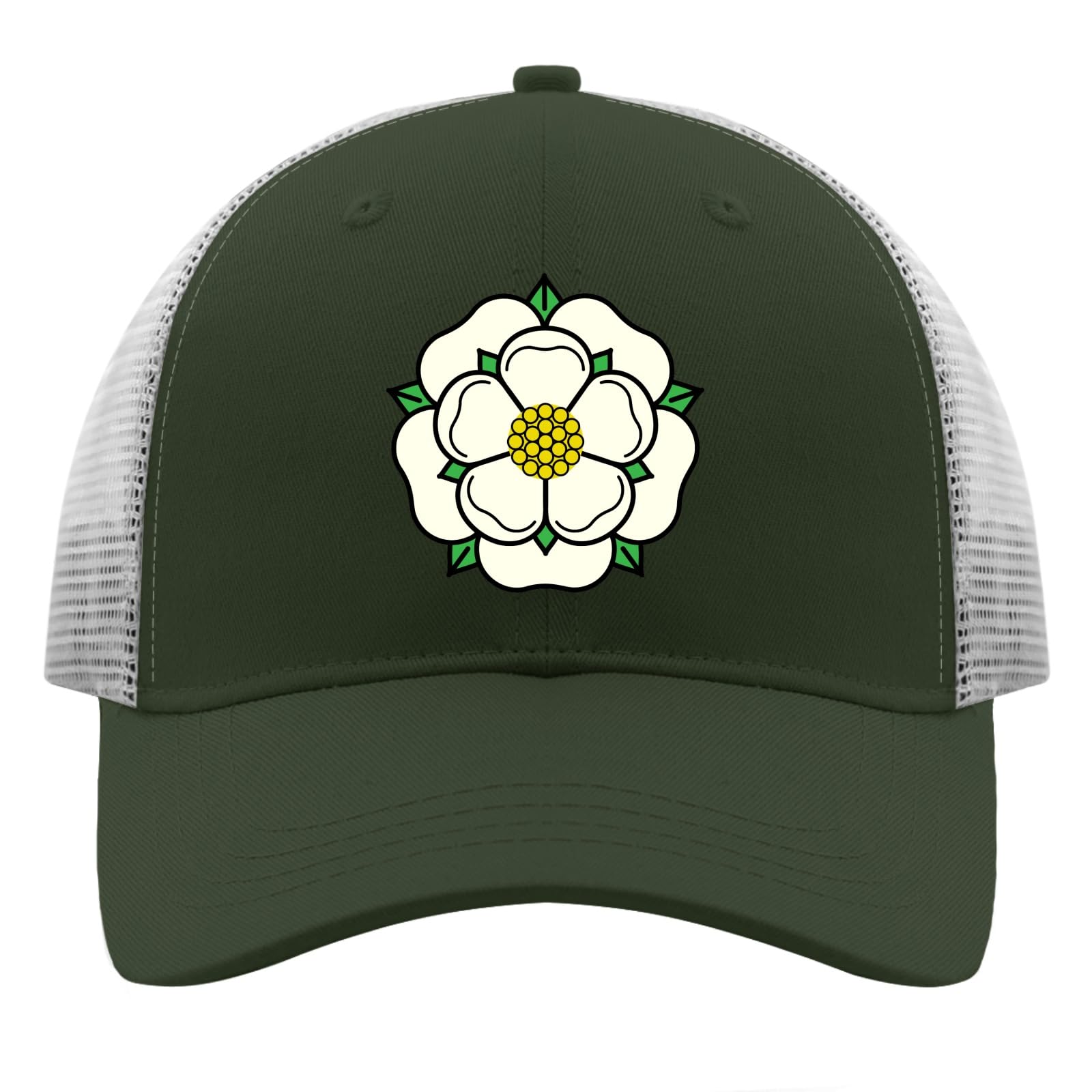Nuanua Unisex Army Green-Mesh White Yorkshire Rose Baseball Caps Graphic Dad Hats For Women Gift For Mom, One Size