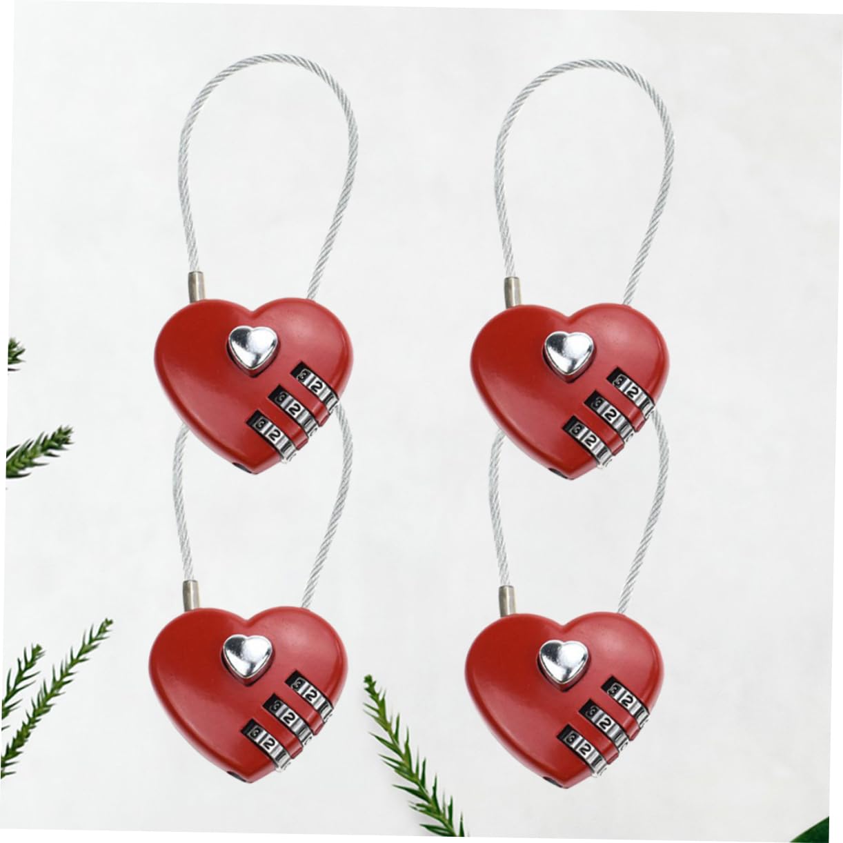 Mikikit 3 Set Più Forte Texture Bagagli Combinazione Lucchetto Password Valigia Serrature Accessori Da Viaggio Facile Da Sbloccare Rosso 4 Pezzi * 3