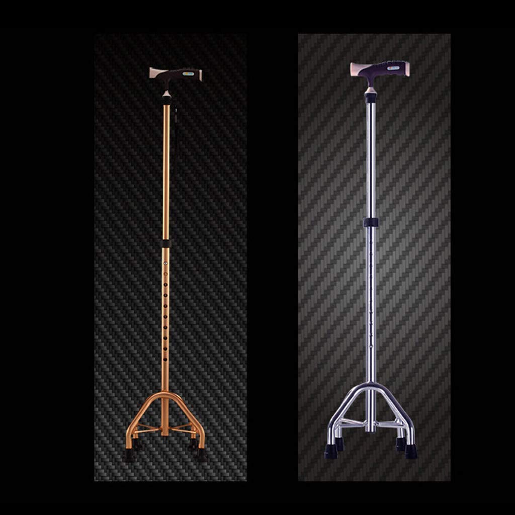 bastón no Plegable, bastón de Cuatro Patas, Anciano, bastón telescópico, diseño de Mango ergonómico para Agarre débil o Artritis, 705-930 mm, Base Antideslizante, muletas Times
